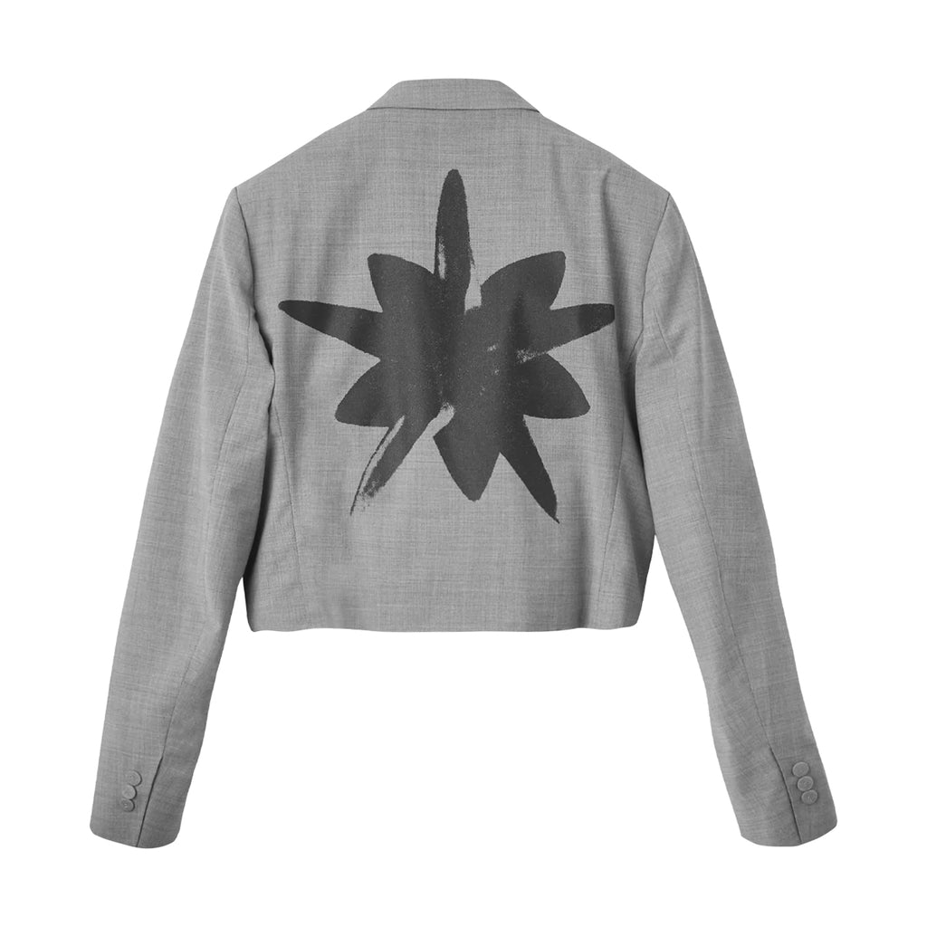 Mystery School Uniform Black Flower Cropped Blazer 'Grey'