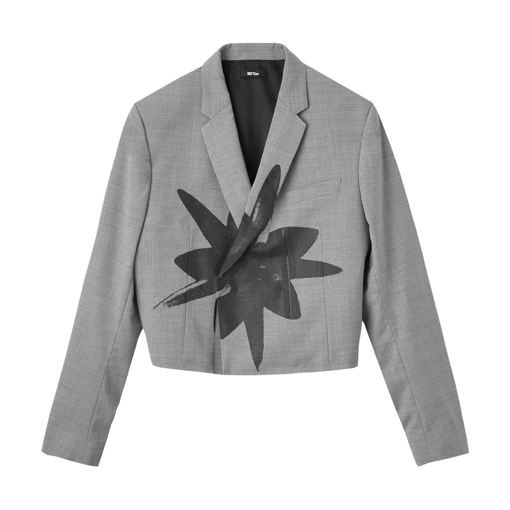 Mystery School Uniform Black Flower Cropped Blazer 'Grey'